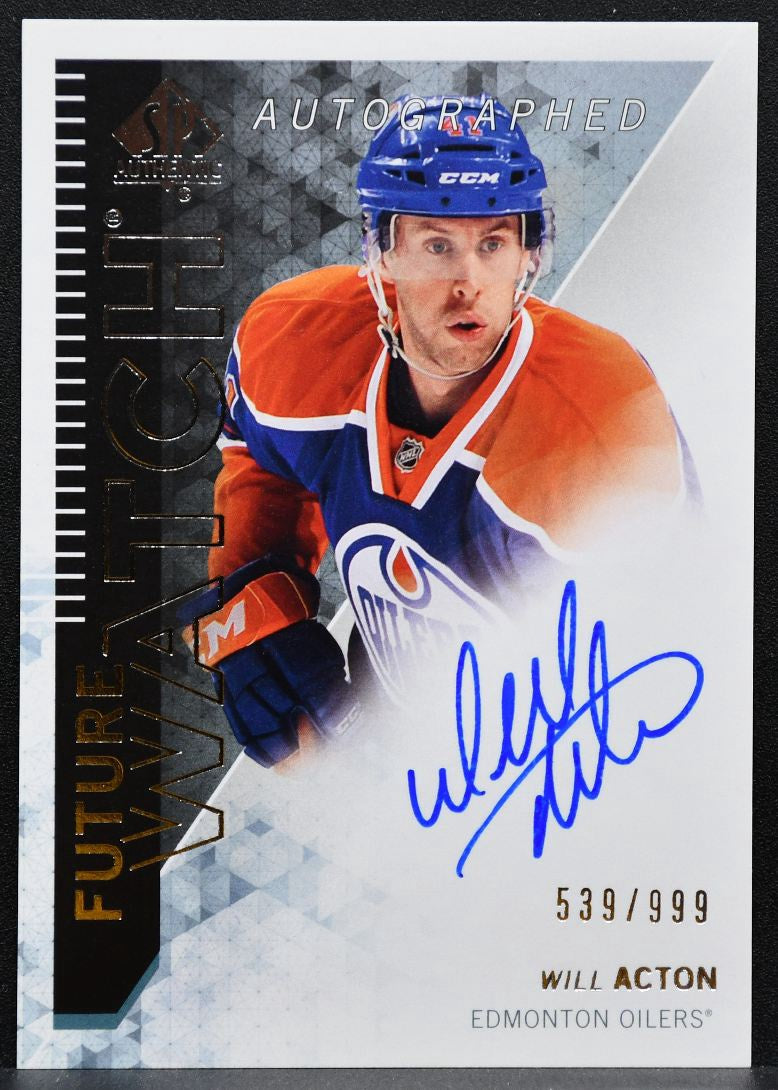 2013-14 SP Authentic Future Watch Auto Will Acton Oilers RC Auto 539/999 1779