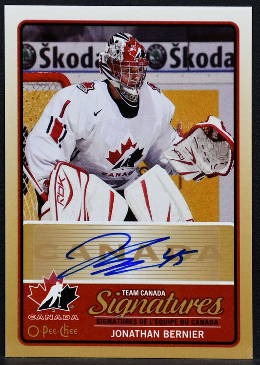 2014-15 OPC Team Canada Signatures Jonathan Bernier TCS-JB Team Canada Auto