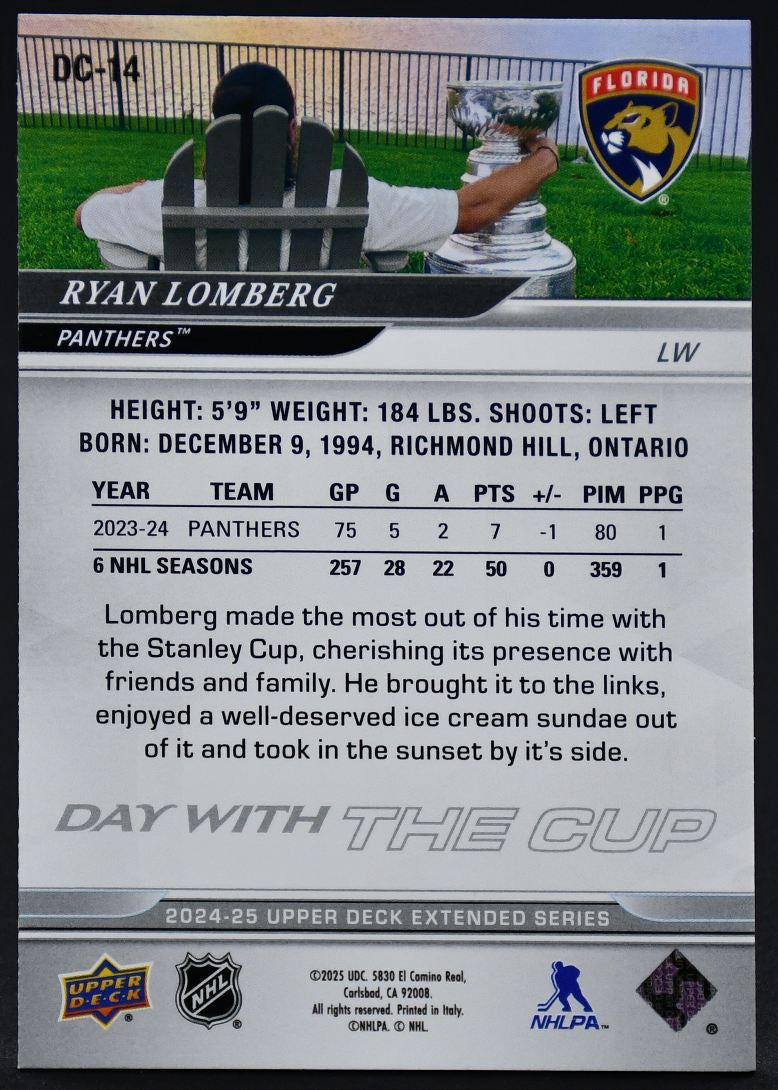 2024-25 UD Extended Series Day With The Cup Ryan Lomberg DC-14