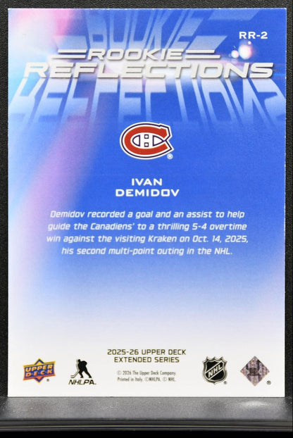 2025-26 UD Extended Series Rookie Reflections Ivan Demidov Canadiens RC 9416