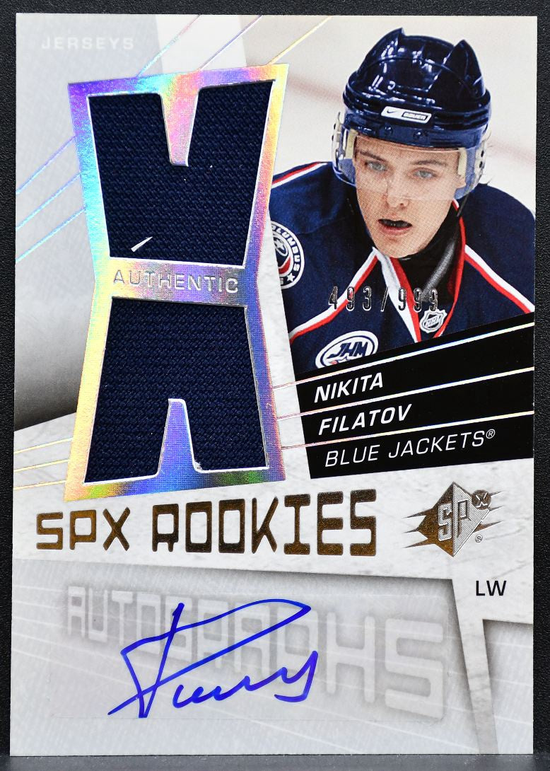 2008-09 SPx Rookies Jersey Auto Nikita Filatov RC Auto 493/999 Jersey 8445