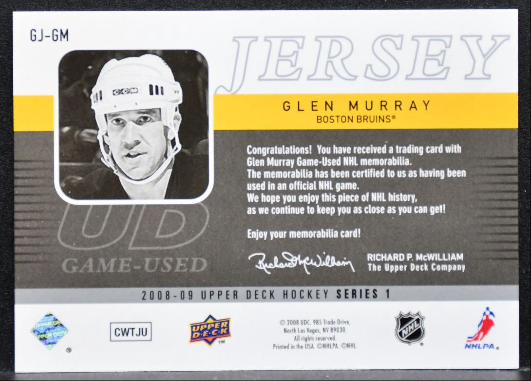 2008-09 Upper Deck Series 1 UD Game Jersey Glen Murray GJ-GM Bruins Jersey 5050