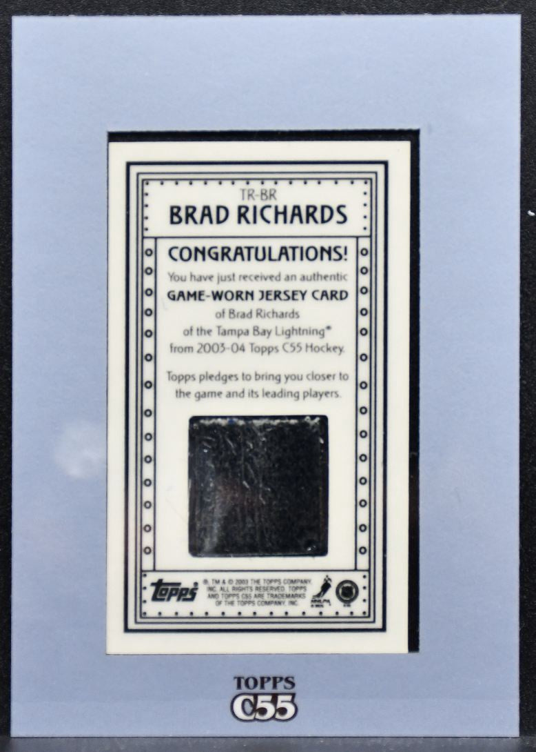 2003-04 Topps C55 Relics Brad Richards TR-BR Tampa Bay Lightning Jersey 4453