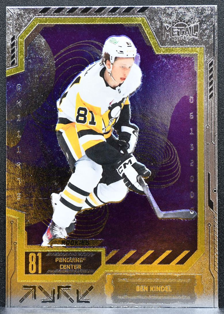 2025-26 SkyBox Metal Universe Rookie Ben Kindel 104 Pittsburgh Penguins RC 9720