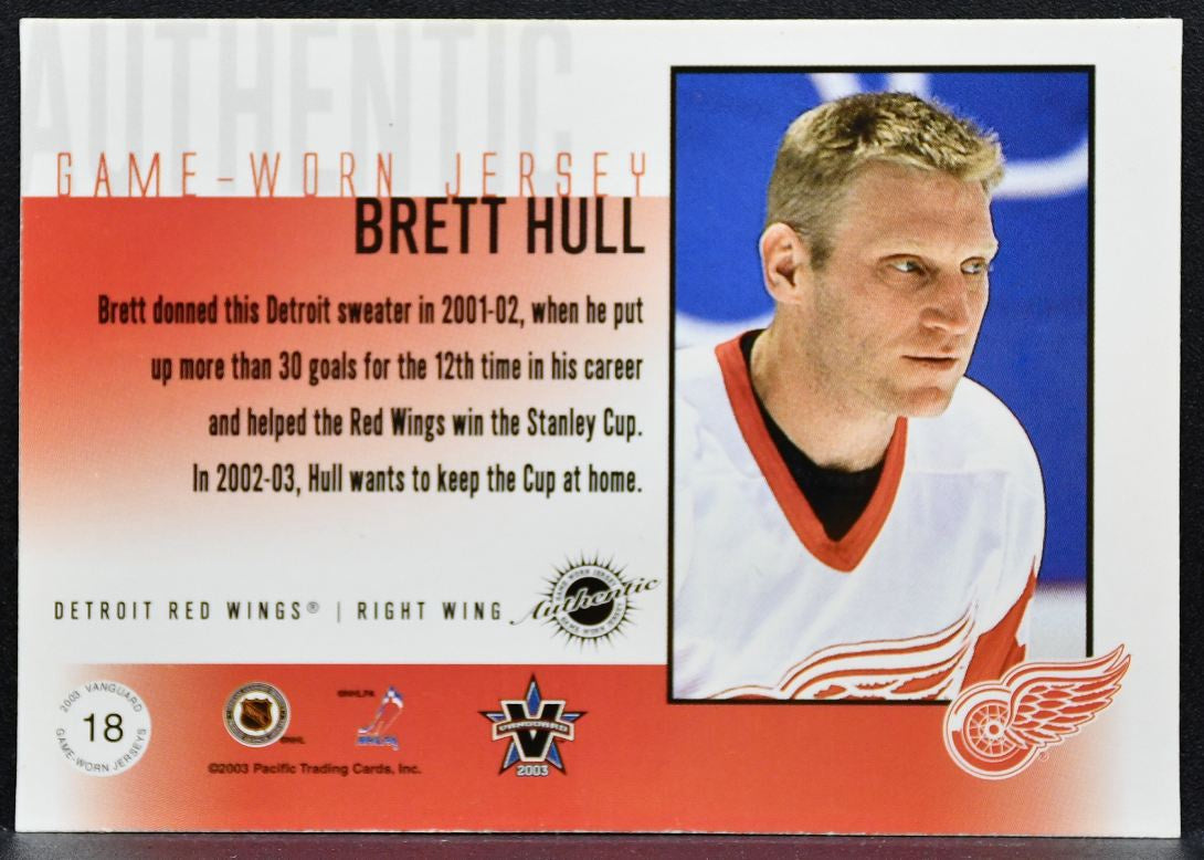 2002-03 Pacific Vanguard Game-Worn Jersey Brett Hull Red Wings Jersey 6357