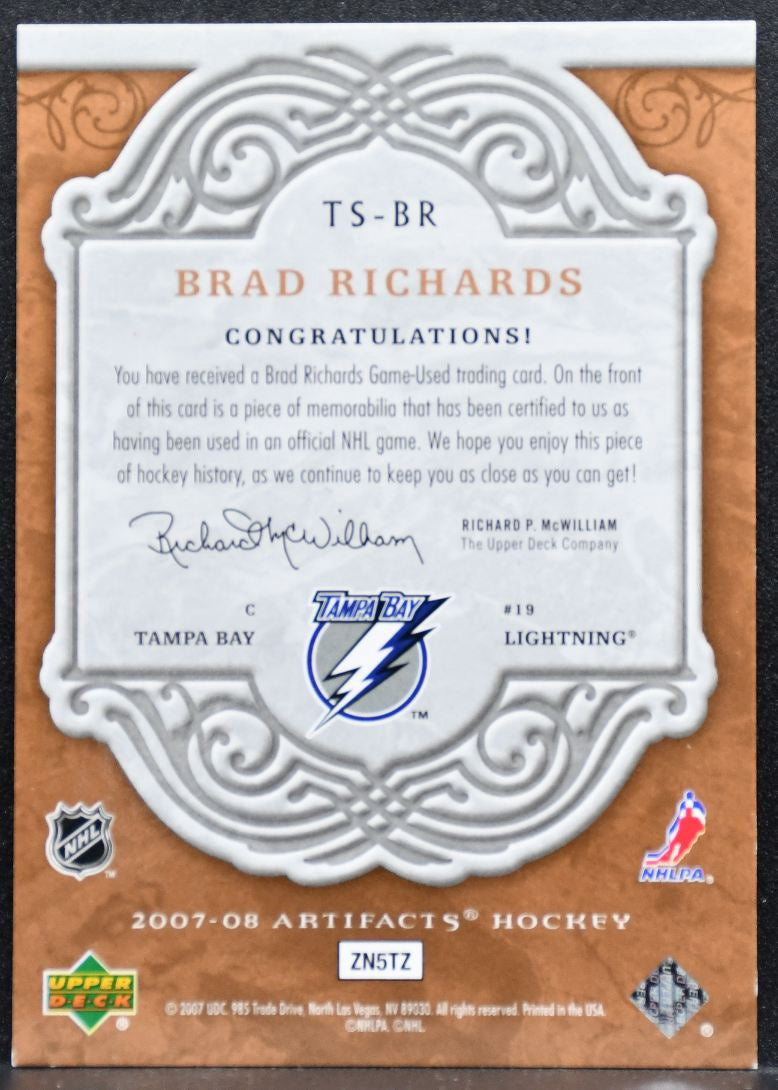 2007-08 UD Artifacts Treasured Swatches Brad Richards 230/299 Jersey 5276