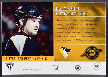 2002-03 Pacific Private Stock Titanium Draft 2002 Jersey Mario Lemieux 80 Jersey