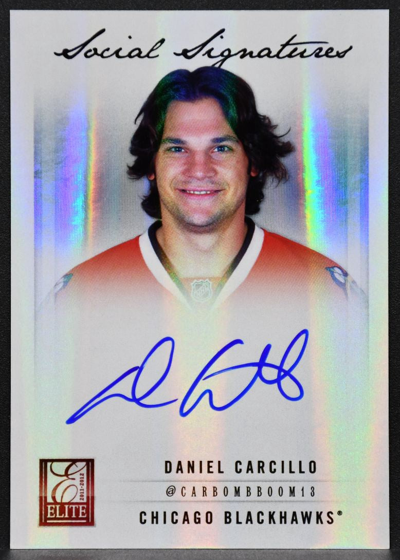 2012-13 Panini Elite Social Signatures Daniel Carcillo 09 Blackhawks Auto 2599