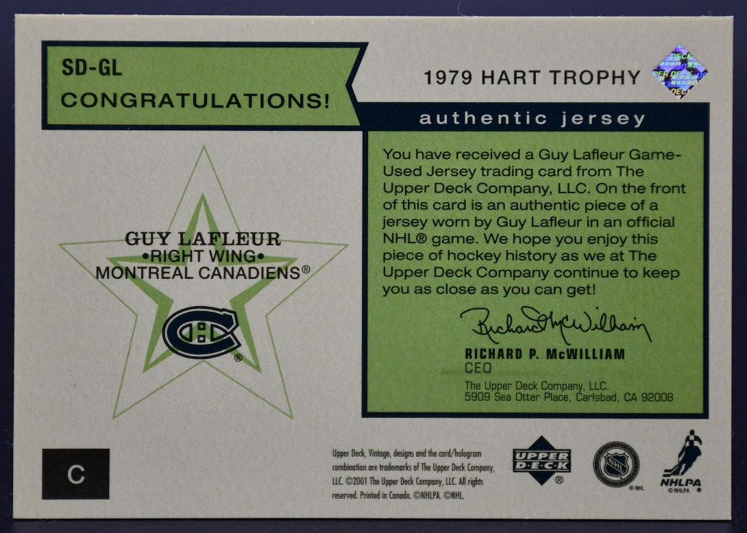 Maillot Guy Lafleur SD-GL Vintage Stars of the Decade 2001-02 UD