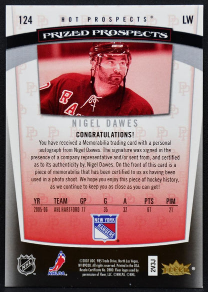 2006-07 Fleer Hot Prospects Prized Dawes Rangers RC Auto 168/599 Patch 0263