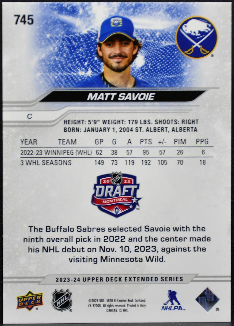 2023-24 Upper Deck Extended Series Round 1 Draft Ridly Greig Senators RC 6681