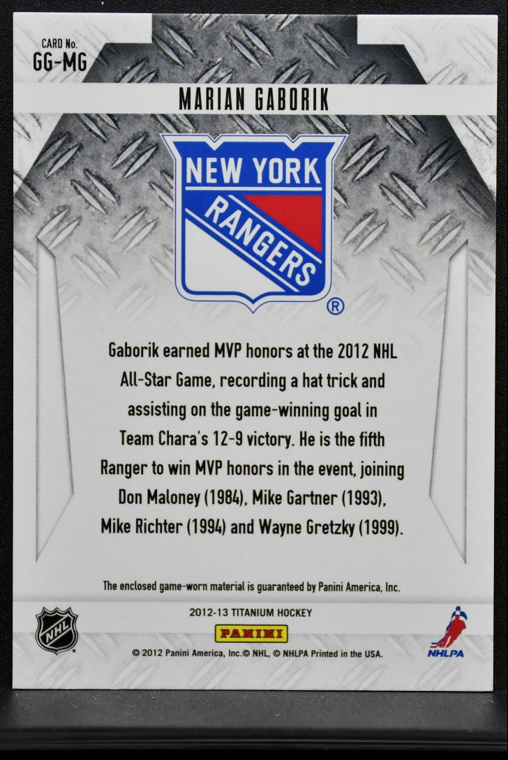 2012-13 Panini Titanium Game-Worn Gear Marian Gaborik GG-MG Rangers Jersey 4450