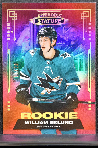 2021-22 Upper Deck Stature Rookie Red William Eklund 175 Sharks RC 11/33 1808