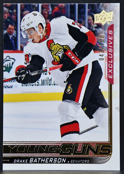 2018-19 UD Series 2 Exclusives YG Drake Batherson 484 Ottawa Senators RC 043/100 2586