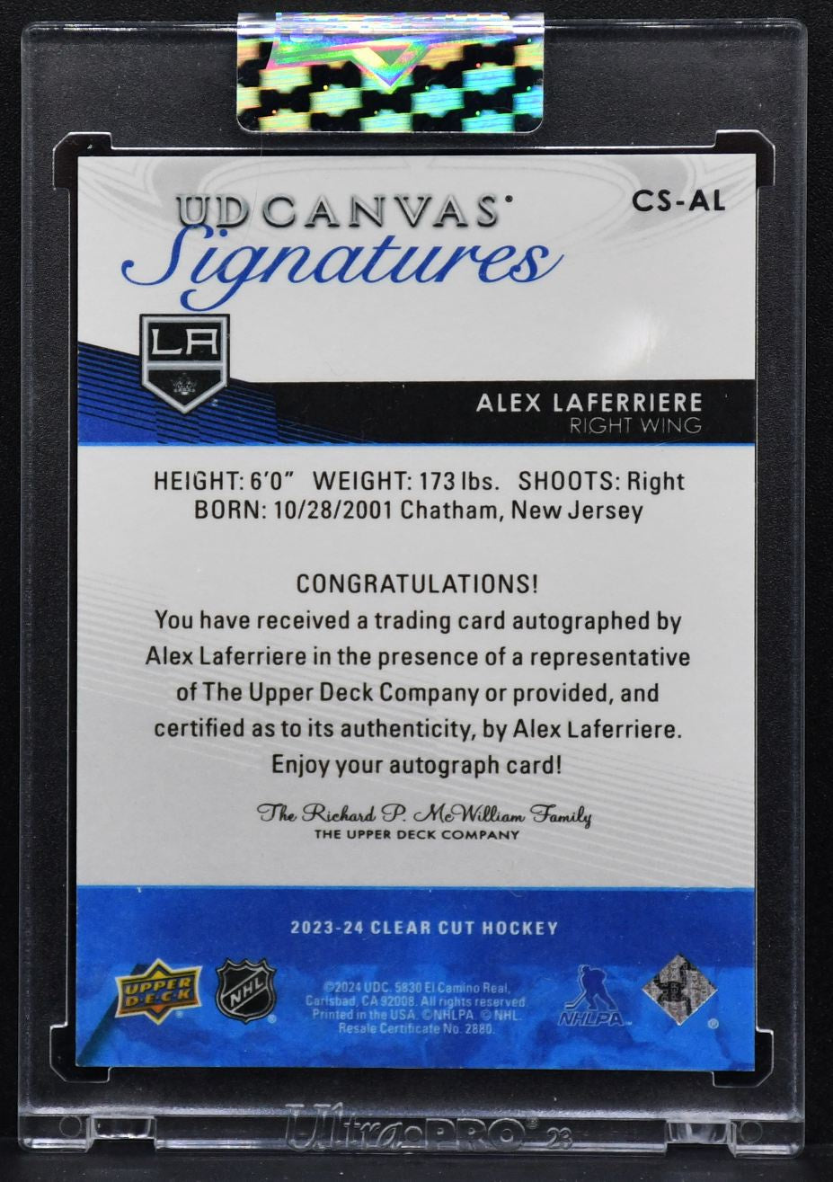 2023-24 UD Clear Cut Canvas Signatures Alex Laferriere CS-AL  Auto