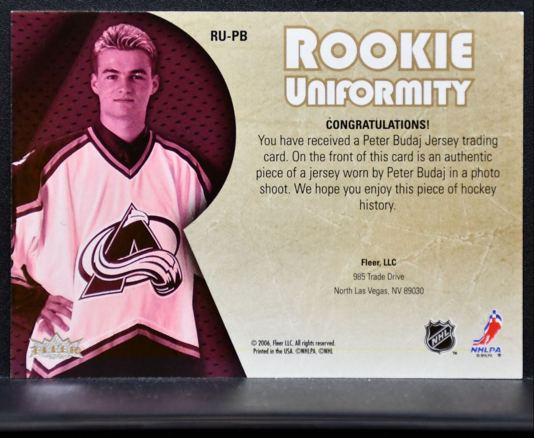 2005-06 Fleer Ultra Rookie Uniformity Jersey Peter Budaj RC Jersey 7245