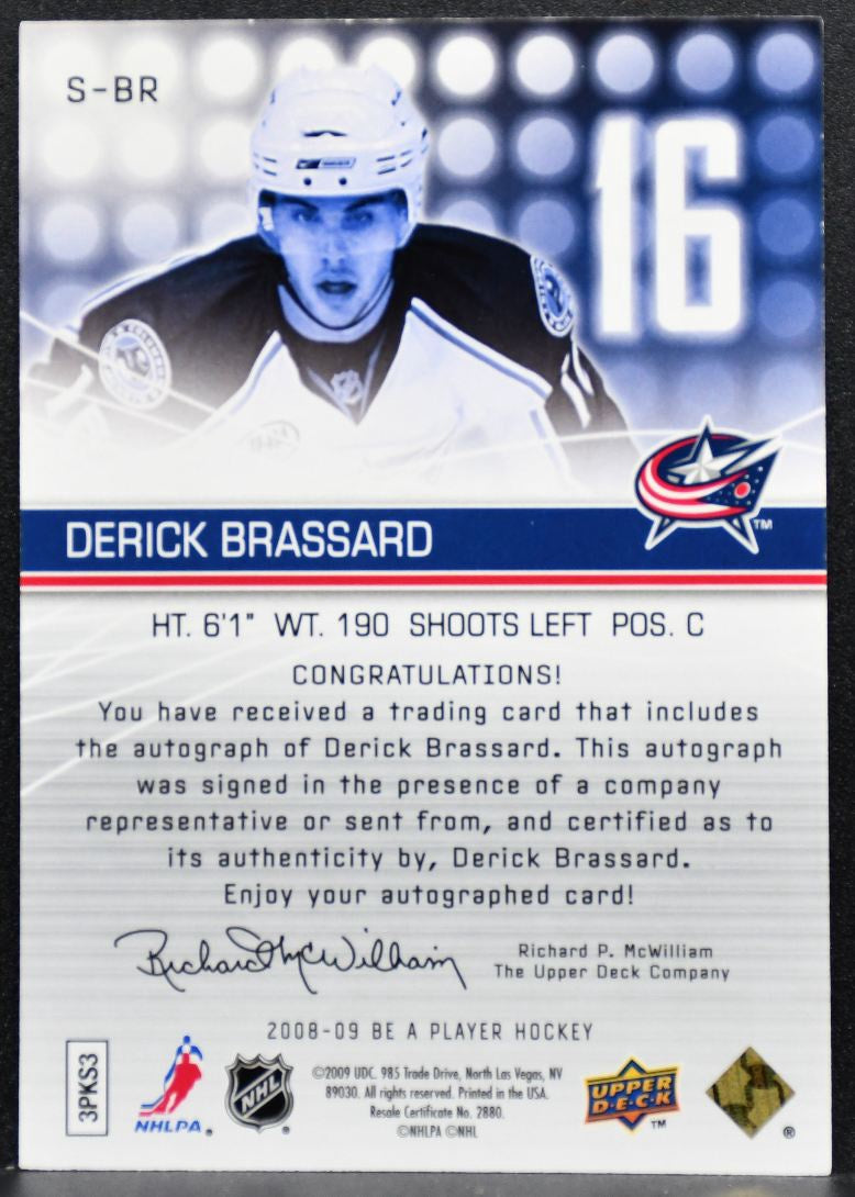 2008-09 Upper Deck Be A Player Signatures Derick Brassard S-BR Jackets Auto 4941