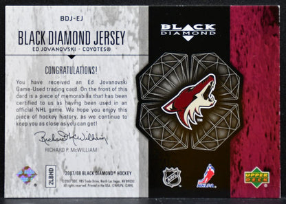 2007-08 UD Black Diamond Jerseys Ed Jovanovski Phoenix Coyotes Jersey 8680