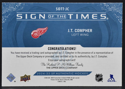 2024-25 SP Authentic J.T. Compher SOTT-JC Detroit Red Wings Auto
