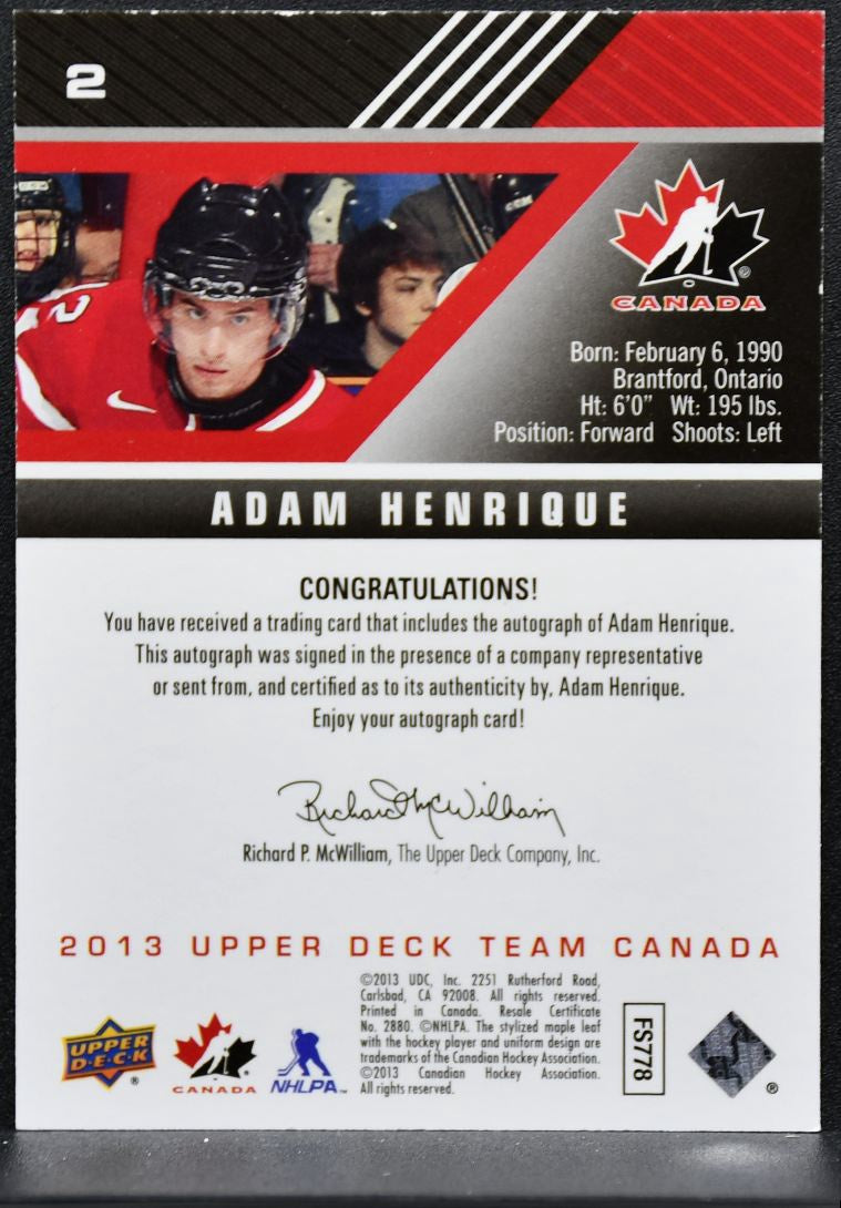 2013-14 UD Team Canada Gold Signatures Adam Henrique 2 Auto 4856