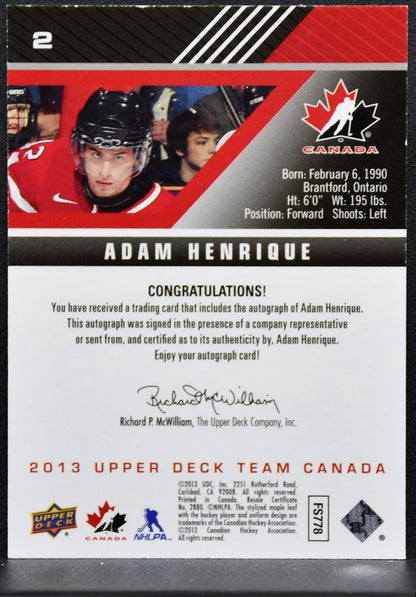 2013-14 UD Team Canada Gold Signatures Adam Henrique 2 Auto 4856