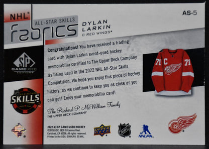 2022-23 SP Game Used 2022 NHL All-Star Jersey Dylan Larkin AS-5 Red Wings Jersey 2790