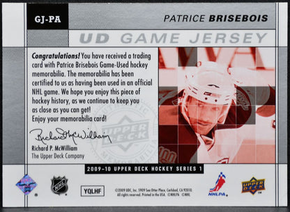 2009-10 UD Series 1 UD Game Jerseys Patrice Brisebois GJ-PA Jersey 8182