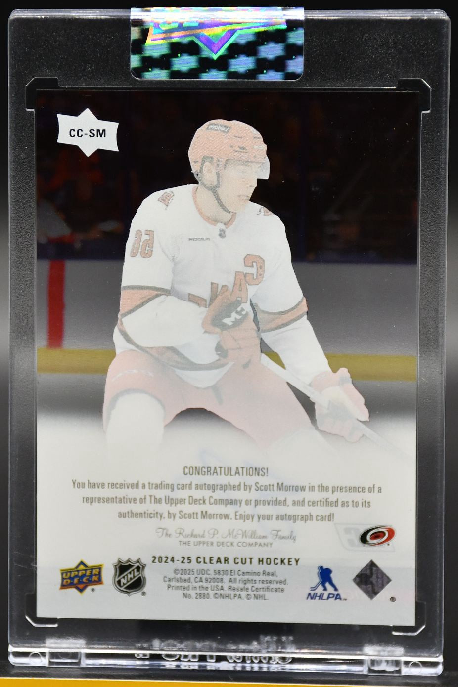 2024-25 UD Clear Cut Scott Morrow CC-SM Carolina Hurricanes RC Auto