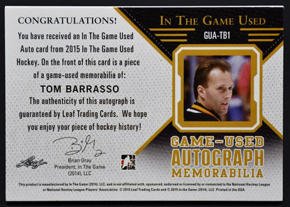 2014-15 Leaf In The Game Used Game-Used Auto Foil Barrasso Auto /45 Jersey