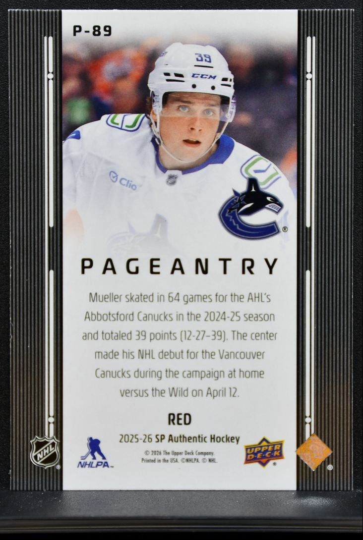 2025-26 SP Authentic Pageantry Red Ty Mueller P-89 Vancouver Canucks 8594