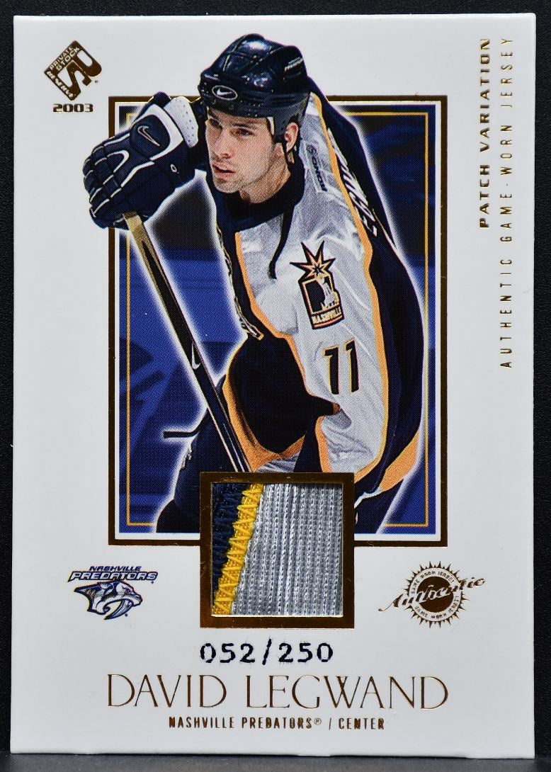 2003-04 Pacific Private Stock Reserve Jersey David Legwand Predators Patch 0064