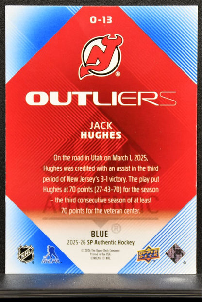 2025-26 SP Authentic Outliers Blue Jack Hughes O-13 New Jersey Devils 9133