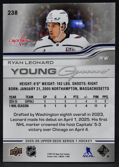 2025-26 UD Series 1 Young Guns Ryan Leonard 238 RC