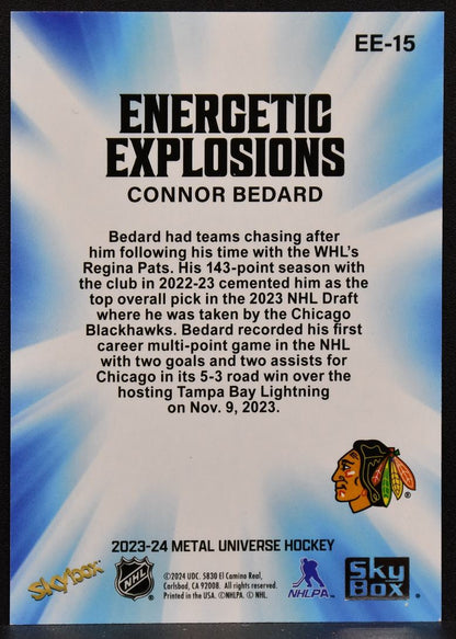 2023-24 SkyBox Metal Universe Energetic Explosions Connor Bedard EE-15 RC 2125