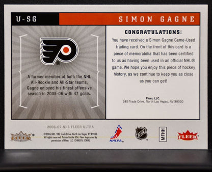 2006-07 Fleer Ultra Uniformity Simon Gagne U-SG Philadelphia Flyers Jersey 5760