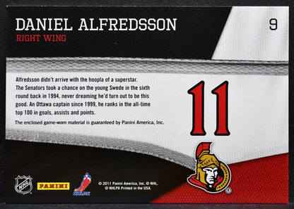 2011-12 Panini Pinnacle Threads Daniel Alfredsson 9 Ottawa Senators Jersey 5918