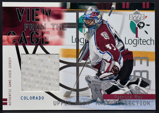 2001-02 UD Mask Collection View From The Cage Patrick Roy VC-PR Jersey