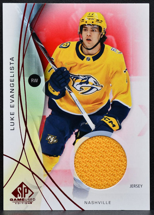 2024-25 SP Game Used Red Jersey Luke Evangelista 34 Predators Jersey 7927