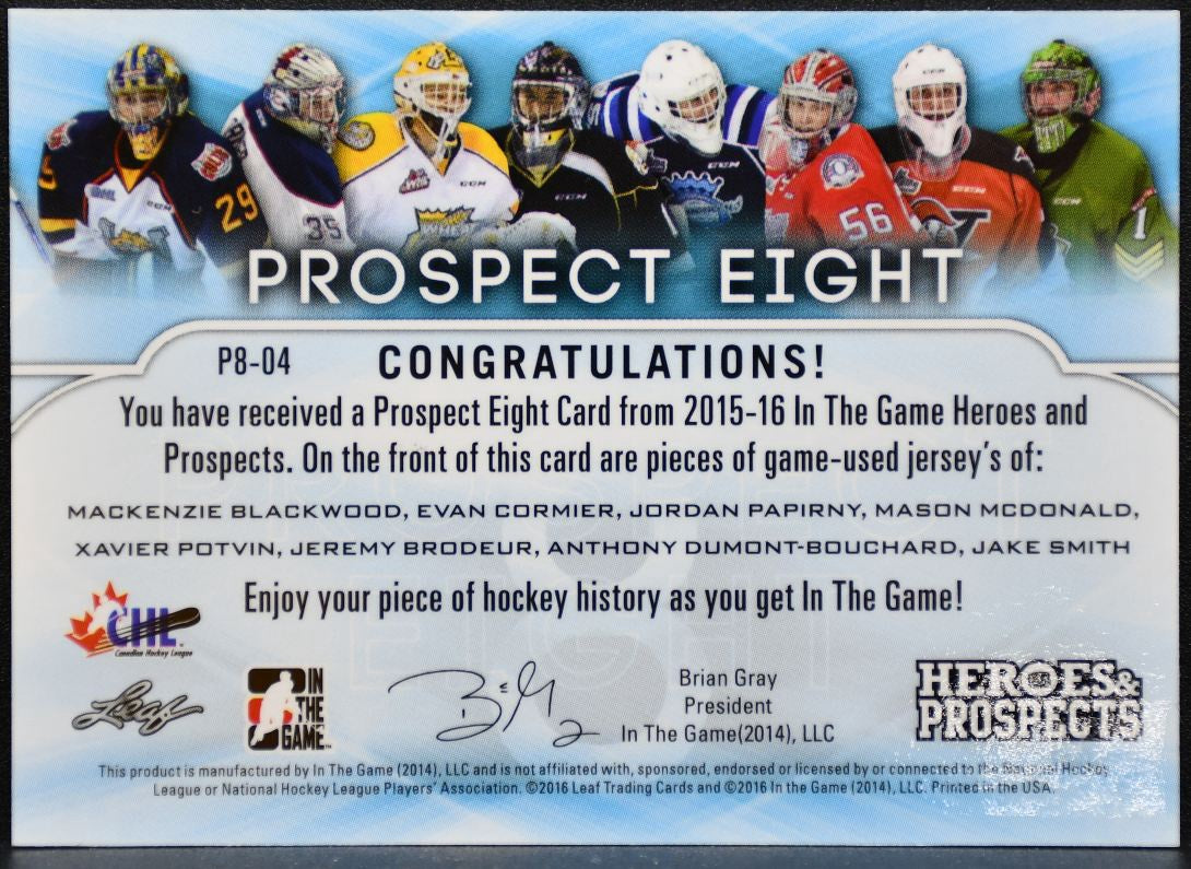 2015-16 ITG H&P Prospect 8 Bronze Blackwood/Cormier/Papirny +5 /40 Jersey 3123