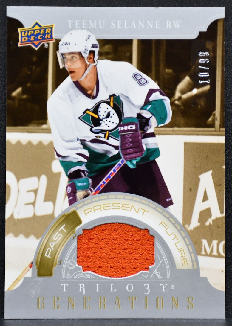 2022-23 Upper Deck Trilogy Generations Teemu Selanne TG-9A Anaheim Ducks Jersey 6485