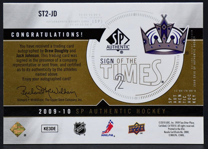 2009-10 SP Authentic Sign of the Times 2 Drew Doughty/Jack Johnson ST2-JD Auto