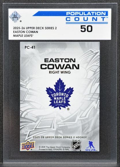 2025-26 UD Series 2 Population Count 50 Easton Cowan PC-41 Maple Leafs RC 2928