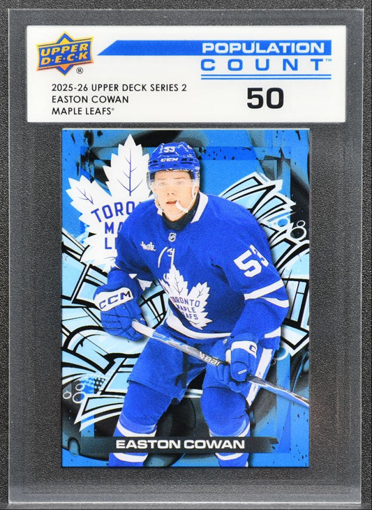 2025-26 UD Series 2 Population Count 50 Easton Cowan PC-41 Maple Leafs RC 2928