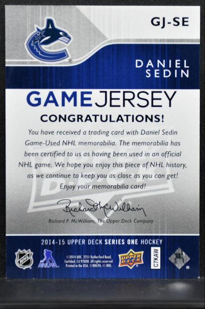 2014-15 Upper Deck Series 1 Game Jerseys Daniel Sedin GJ-SE Canucks Jersey 0932