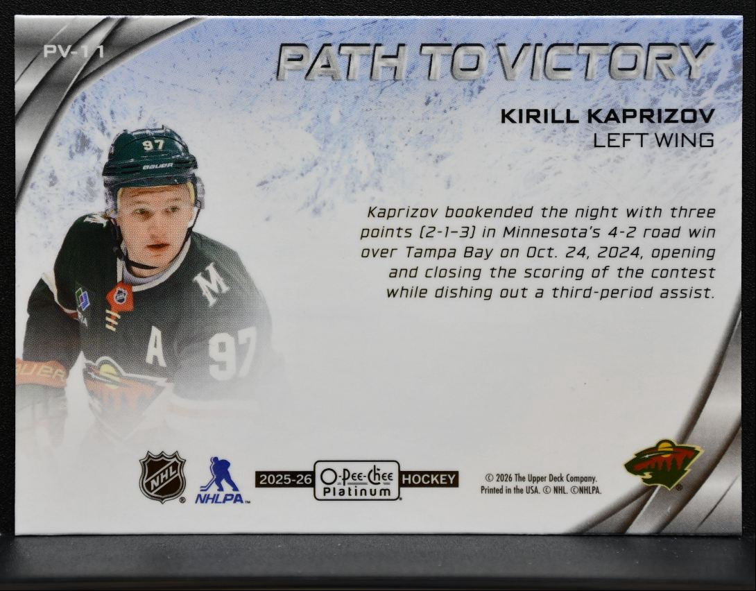 2025-26 O-Pee-Chee Platinum Path to Victory Kirill Kaprizov Minnesota Wild 2317