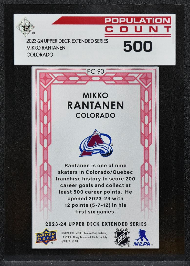 2023-24 UD Extended Series Population Count 500 Mikko Rantanen PC-90 Avalanche 8557