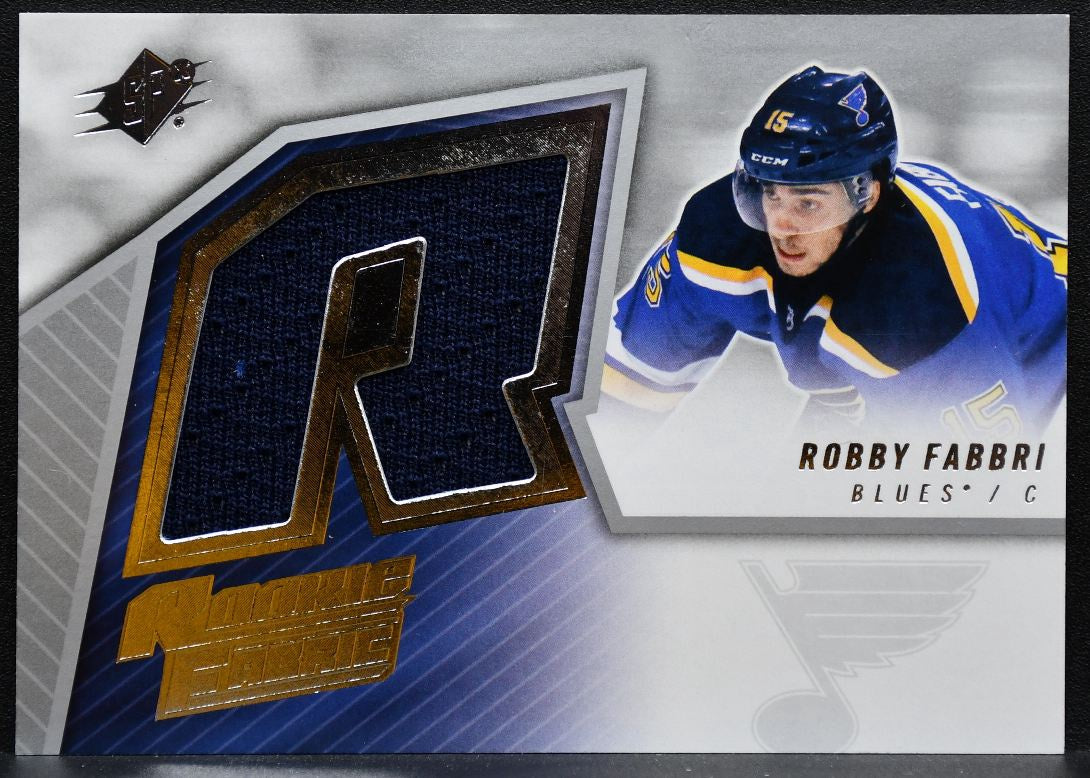 2015-16 SPx 2005-06 Retro Rookie Fabrics Robby Fabbri Blues RC Jersey 6403