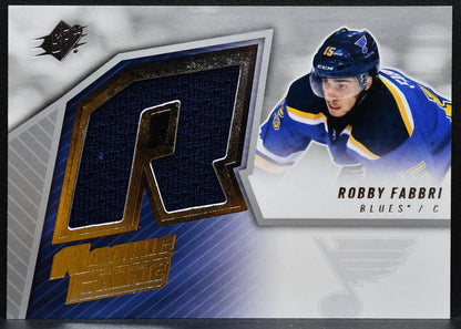 2015-16 SPx 2005-06 Retro Rookie Fabrics Robby Fabbri Blues RC Jersey 6403