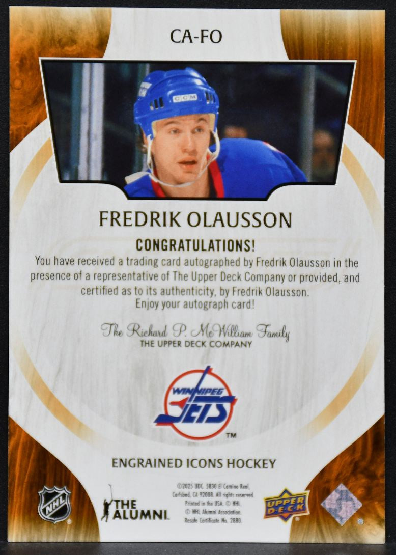 2024-25 UD Engrained Icons Auto Fredrik Olausson CA-FO Winnipeg Jets Auto 4665
