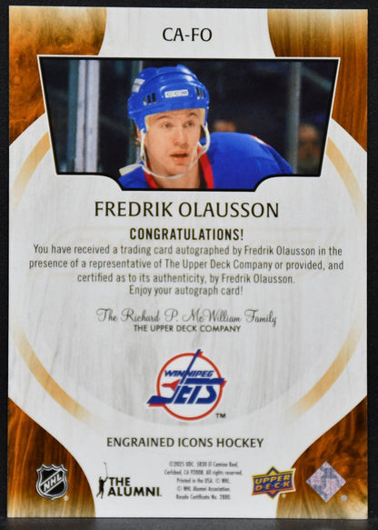 2024-25 UD Engrained Icons Auto Fredrik Olausson CA-FO Winnipeg Jets Auto 4665